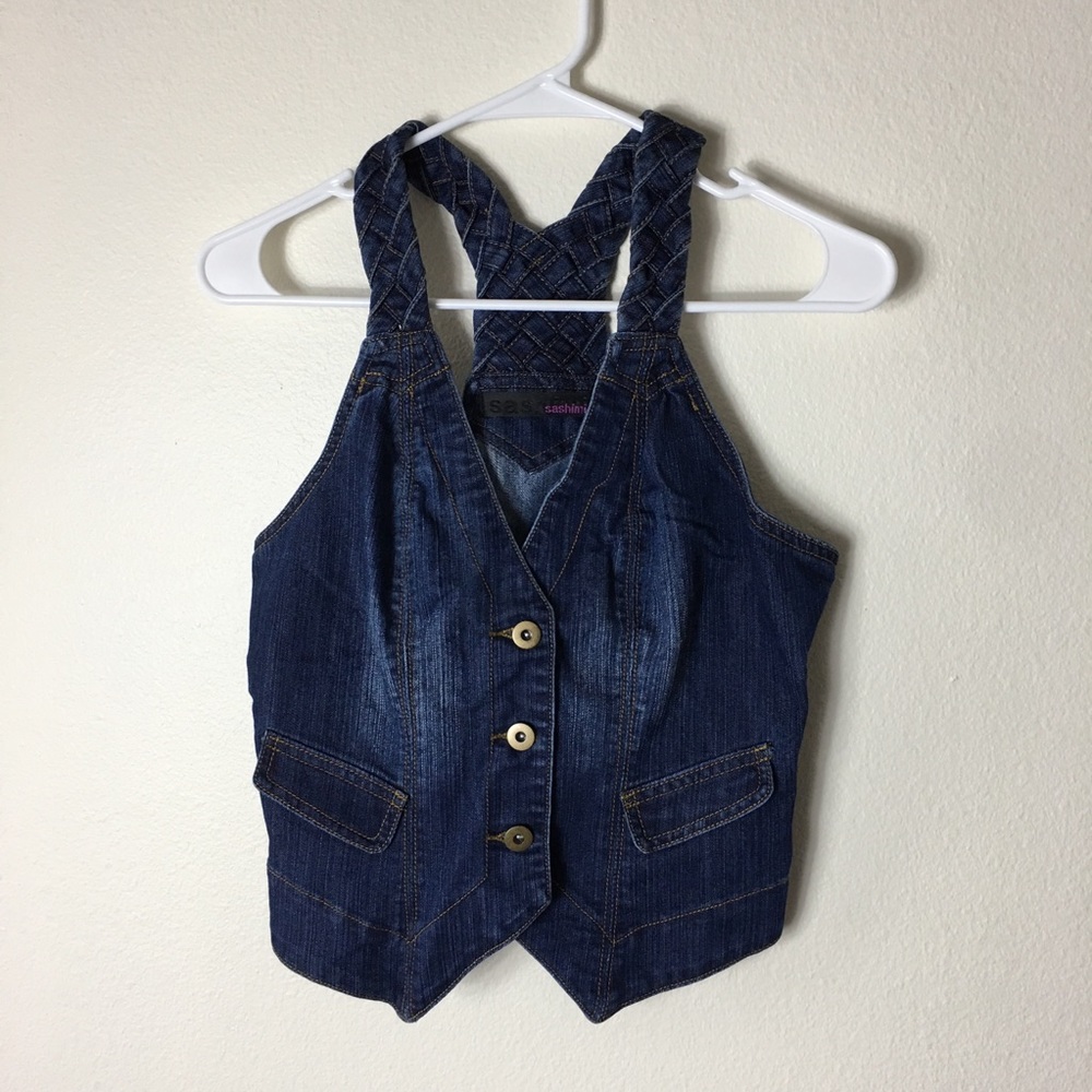 Sashimi Braided Jean Vest Small Blue